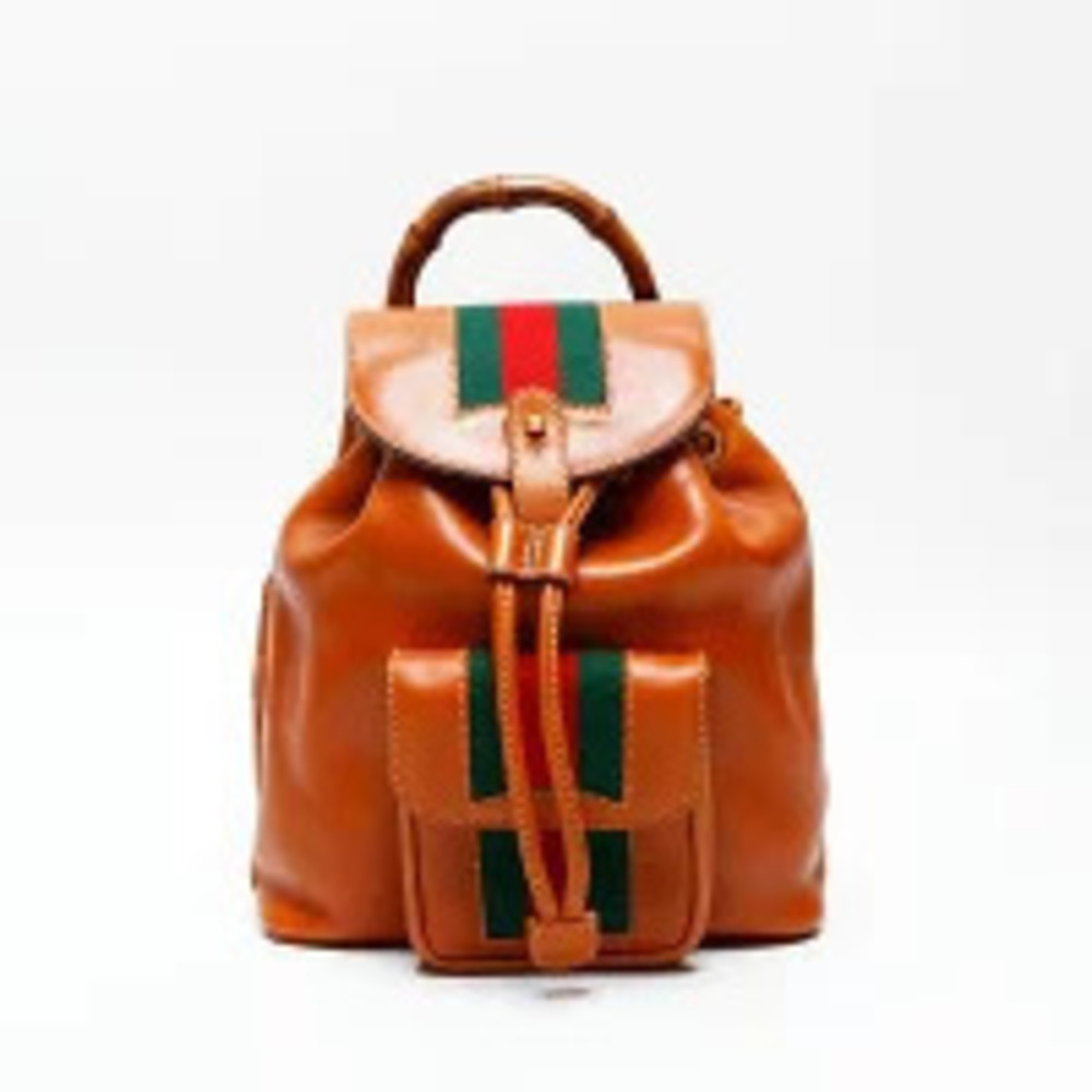 Gucci Bamboo Sherry Backpack Daypack Brown